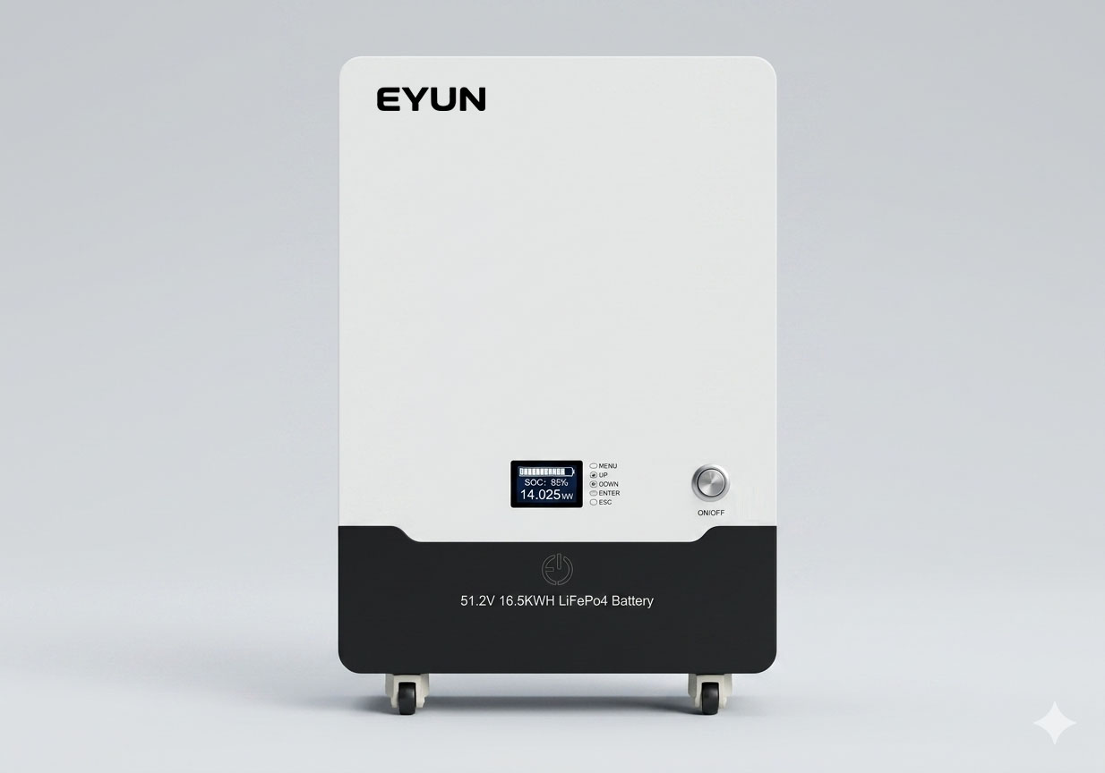 16.5KWH Wall Mounted Solid State LiFePO4 Battery  6000 Cycles Solar Battery